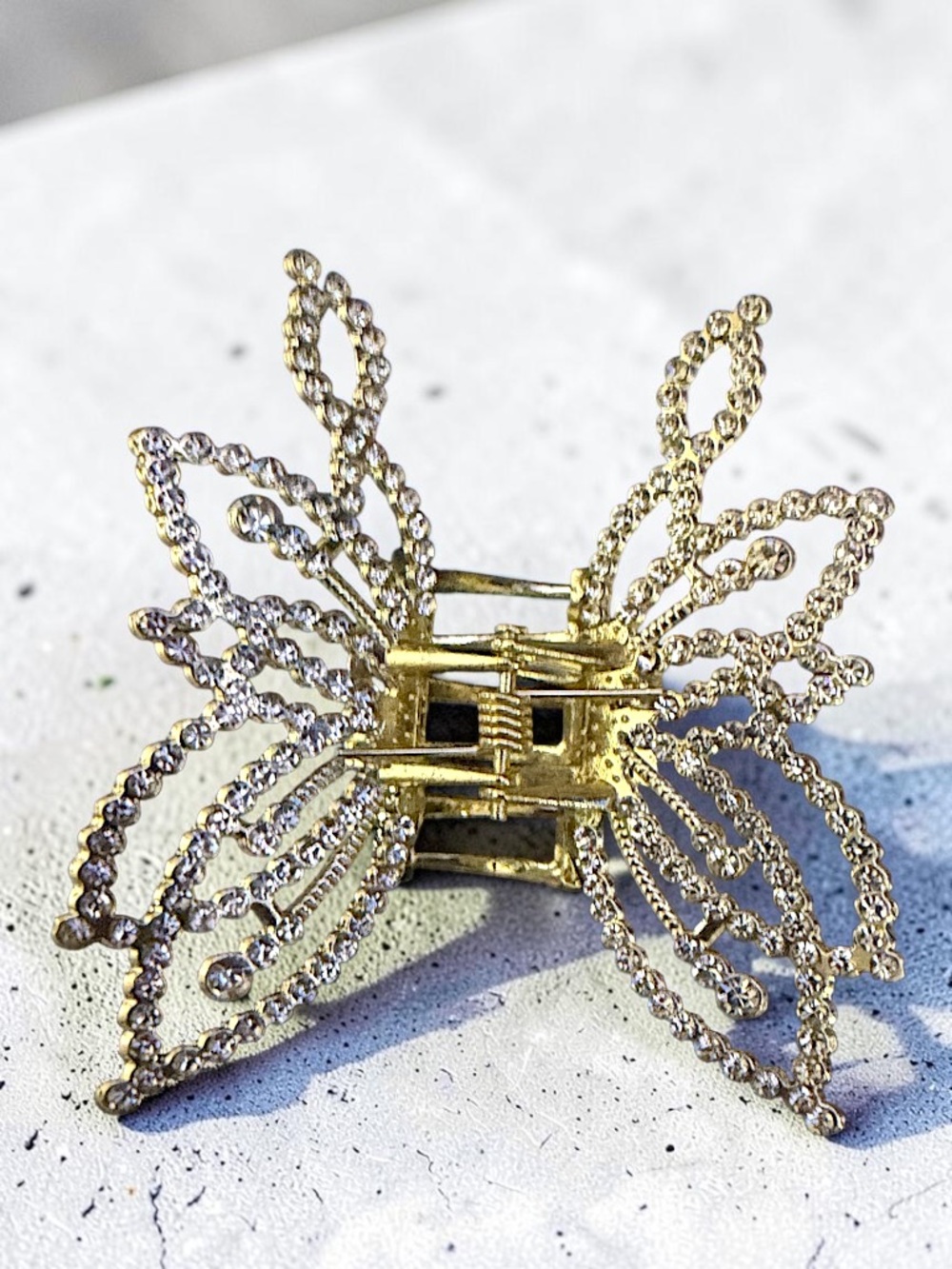 Gold and Rhinestone Butterfly Hair Clip NWT